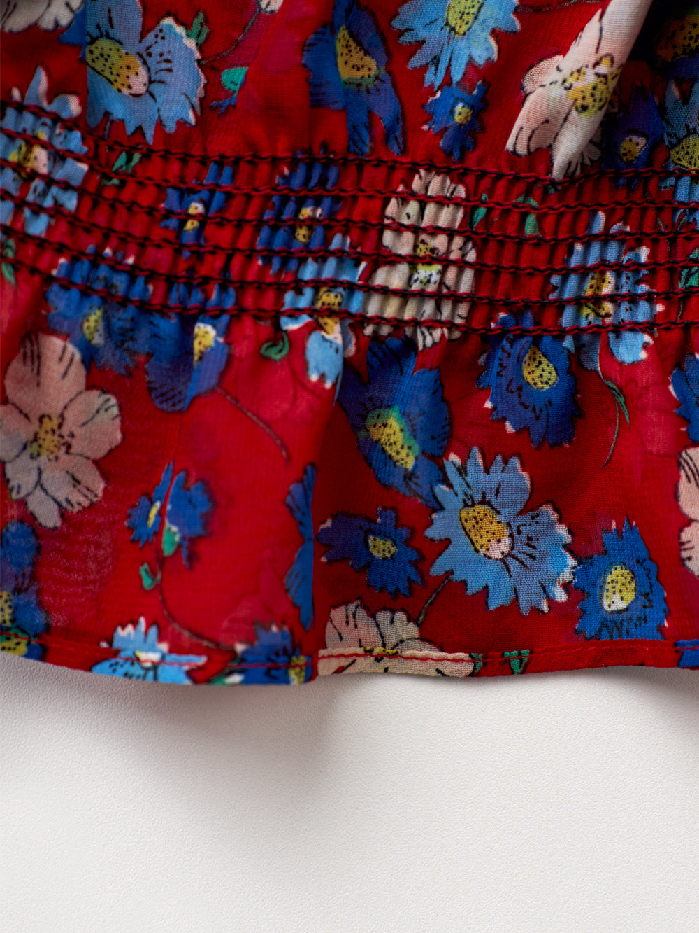 UTAA カラーポップFlowershirringブラウス レッド : Women's