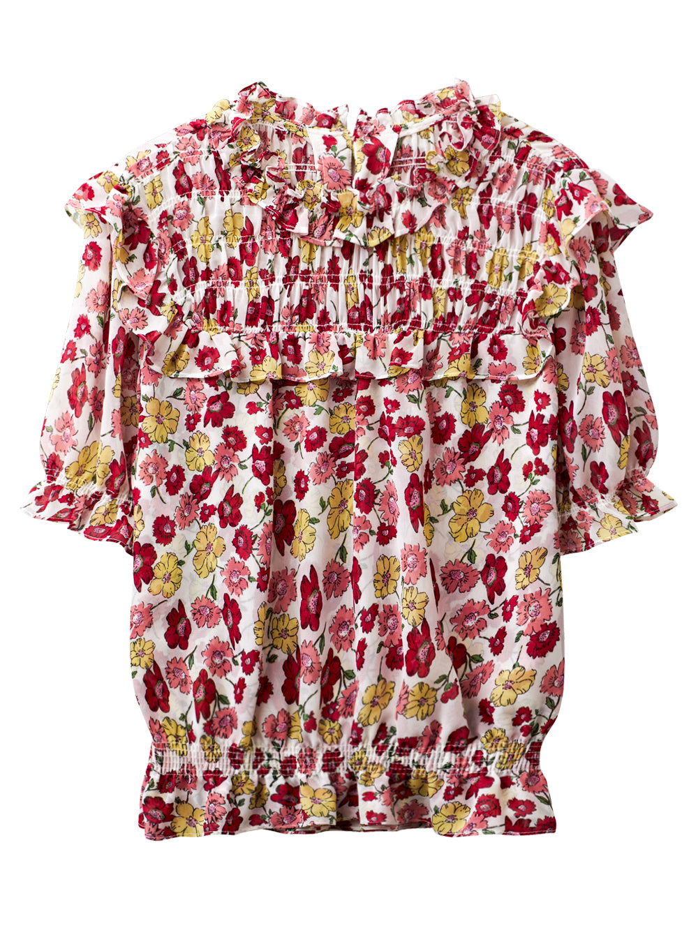 UTAA カラーポップFlowershirringブラウス ホワイト : Women's