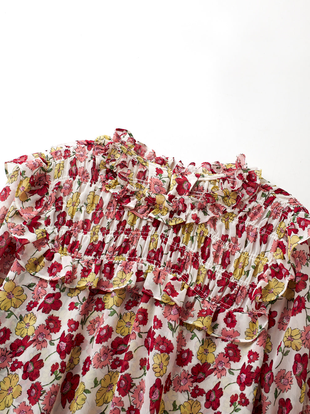 UTAA カラーポップFlowershirringブラウス ホワイト : Women's