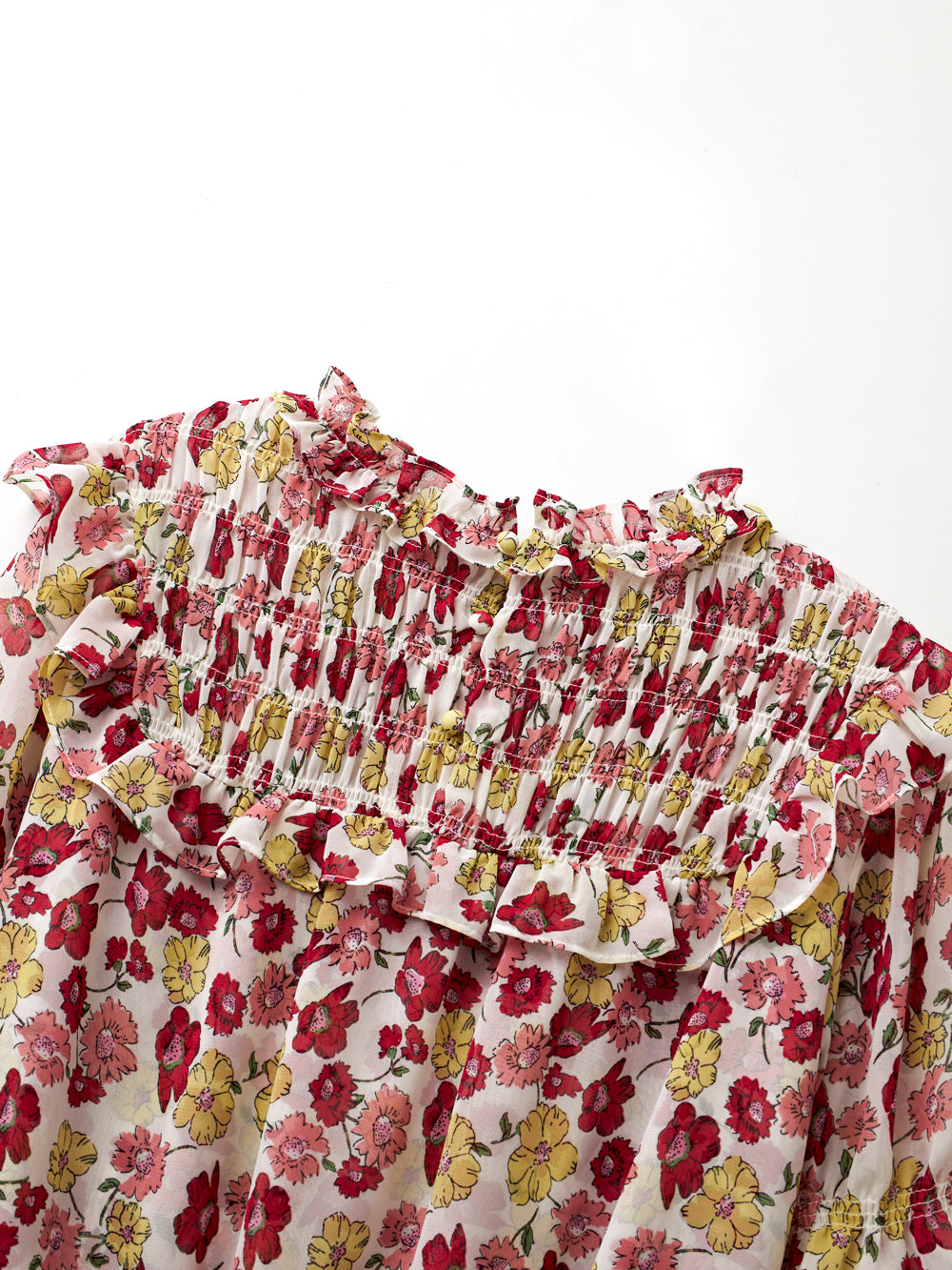 UTAA カラーポップFlowershirringブラウス ホワイト : Women's