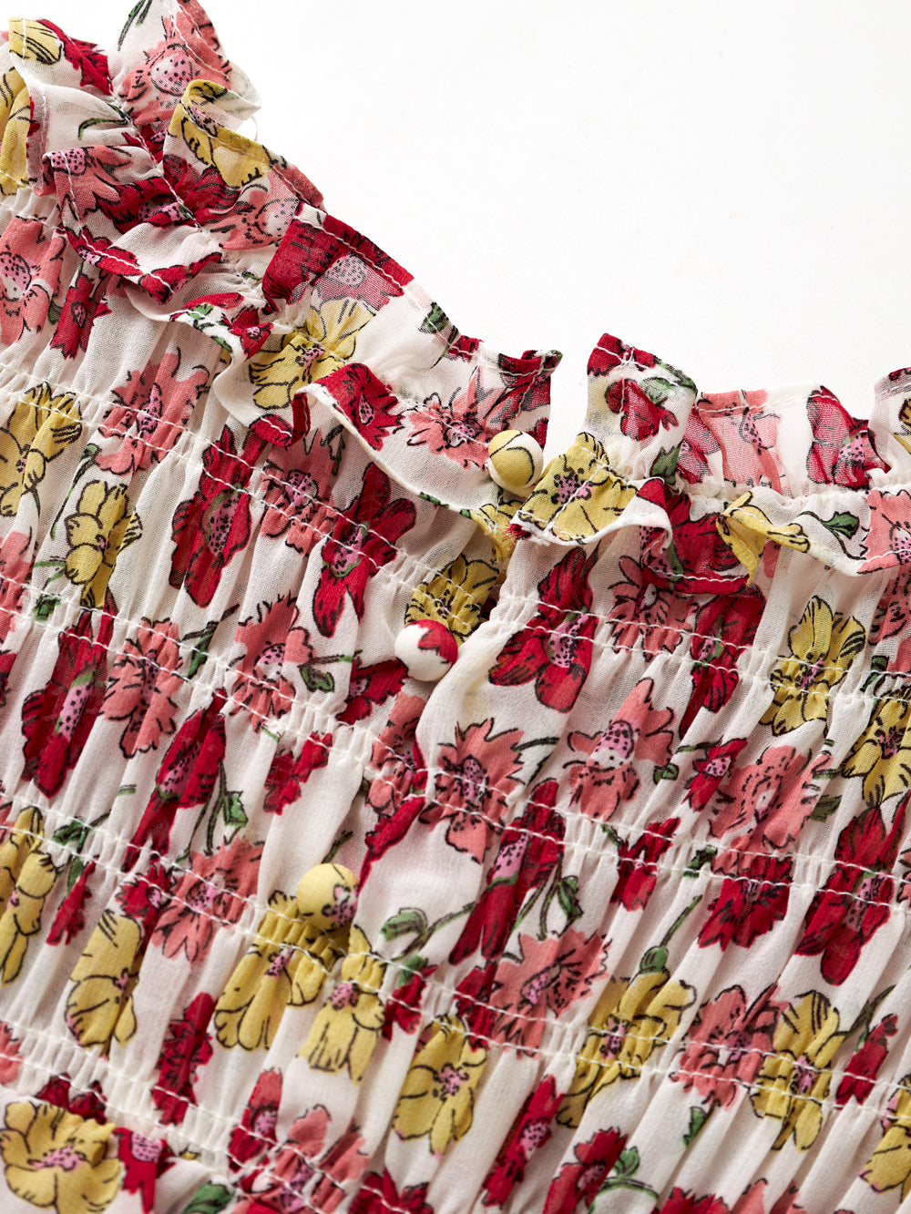 UTAA カラーポップFlowershirringブラウス ホワイト : Women's