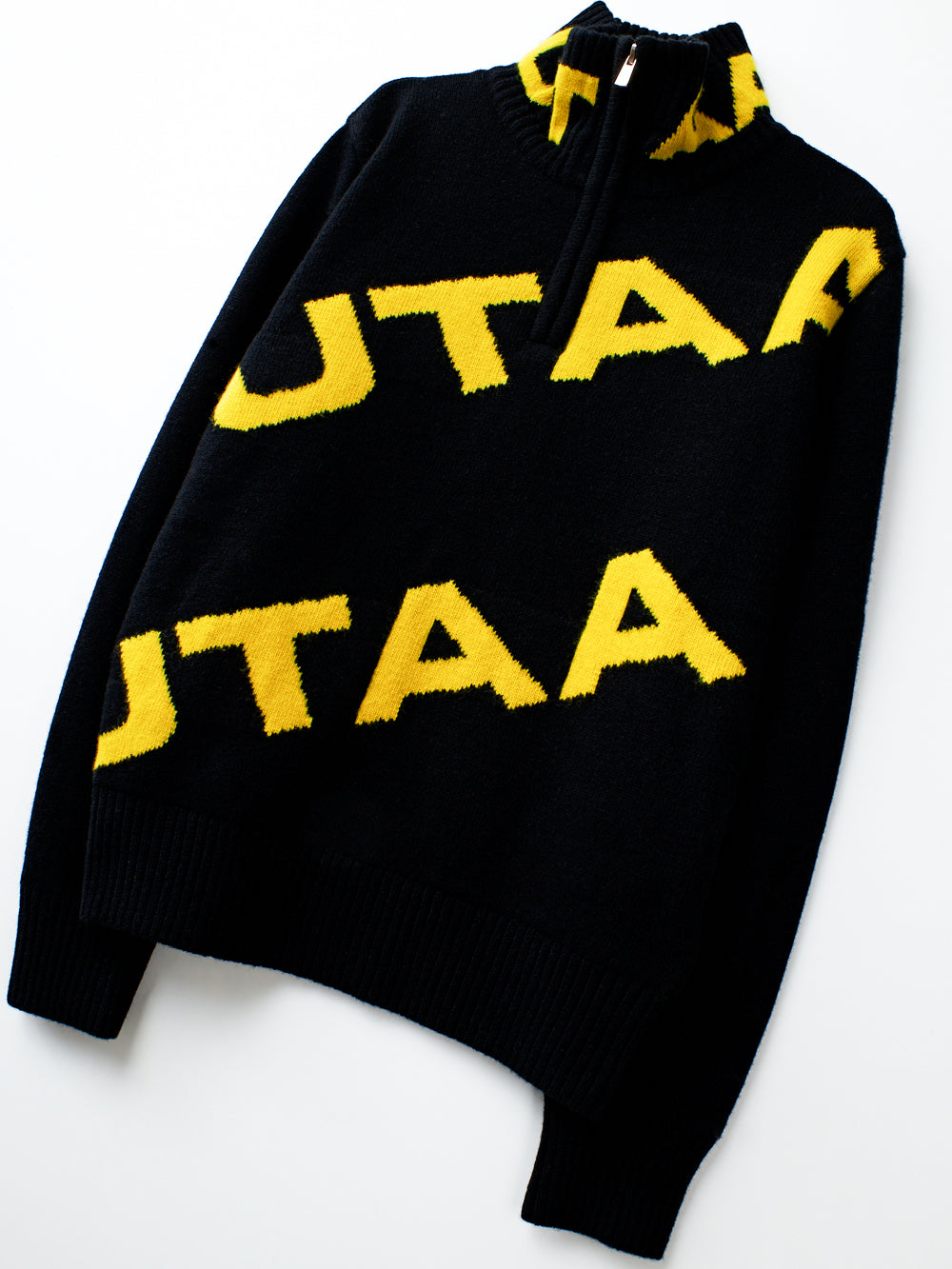 ユタ カラーマッチエンブレムハーフジップアップニート (男性用)