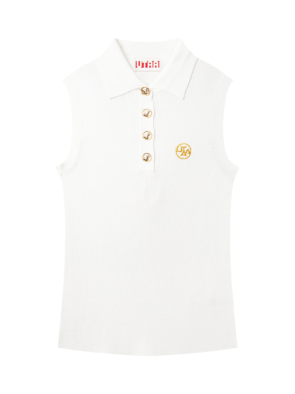 UTAA ドュカットゴールドシンボルニットスリーブネス ホワイト : Women's