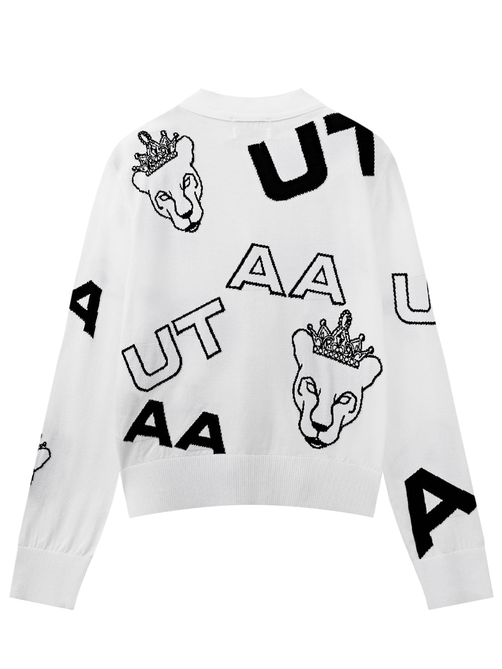 UTAA パンサーロゴミックスSplashニットカーディガン ホワイト : Women's