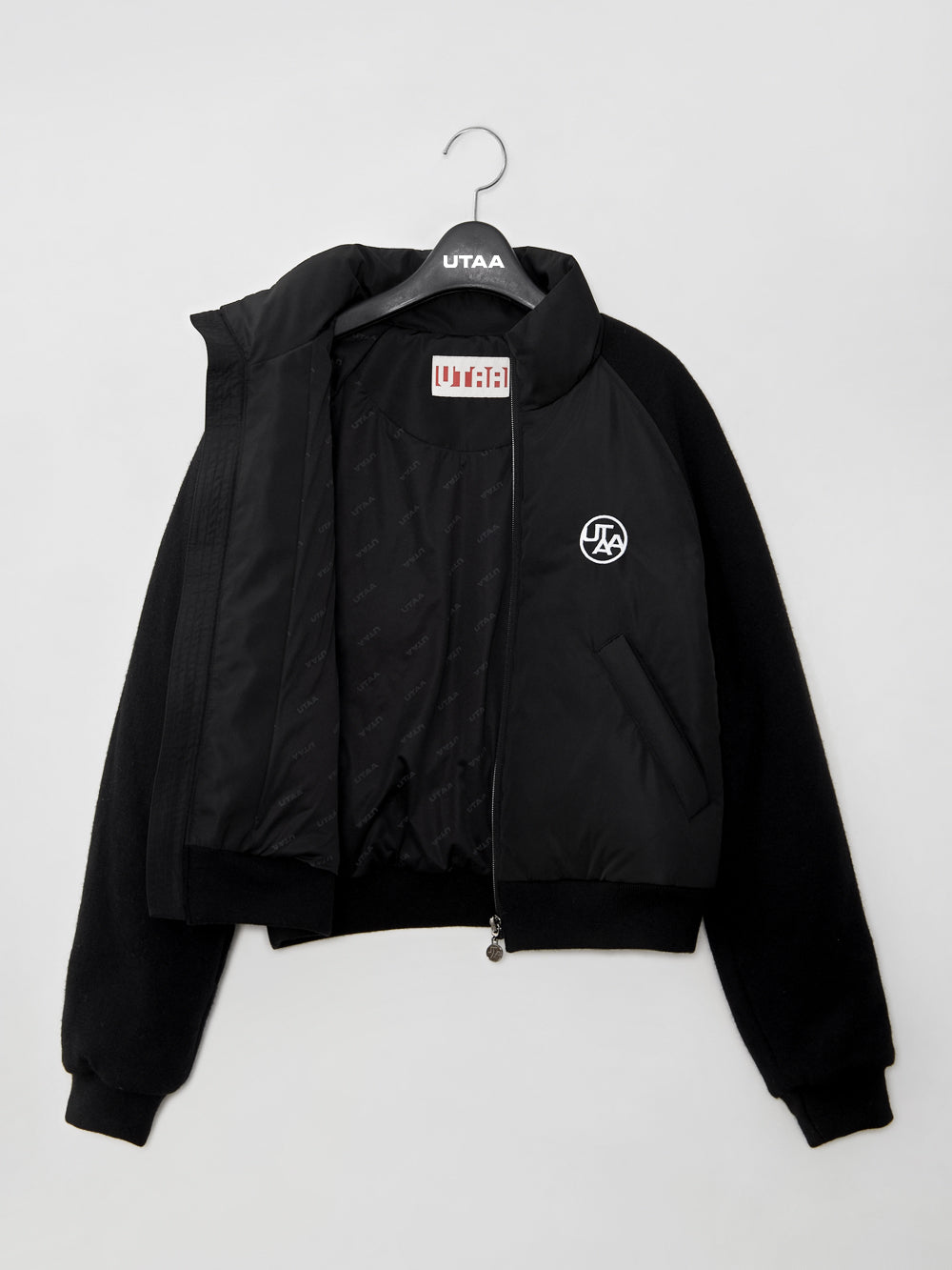 UTAA Raglanニットスリーブミックスダウンジャンパー ブラック : Women's