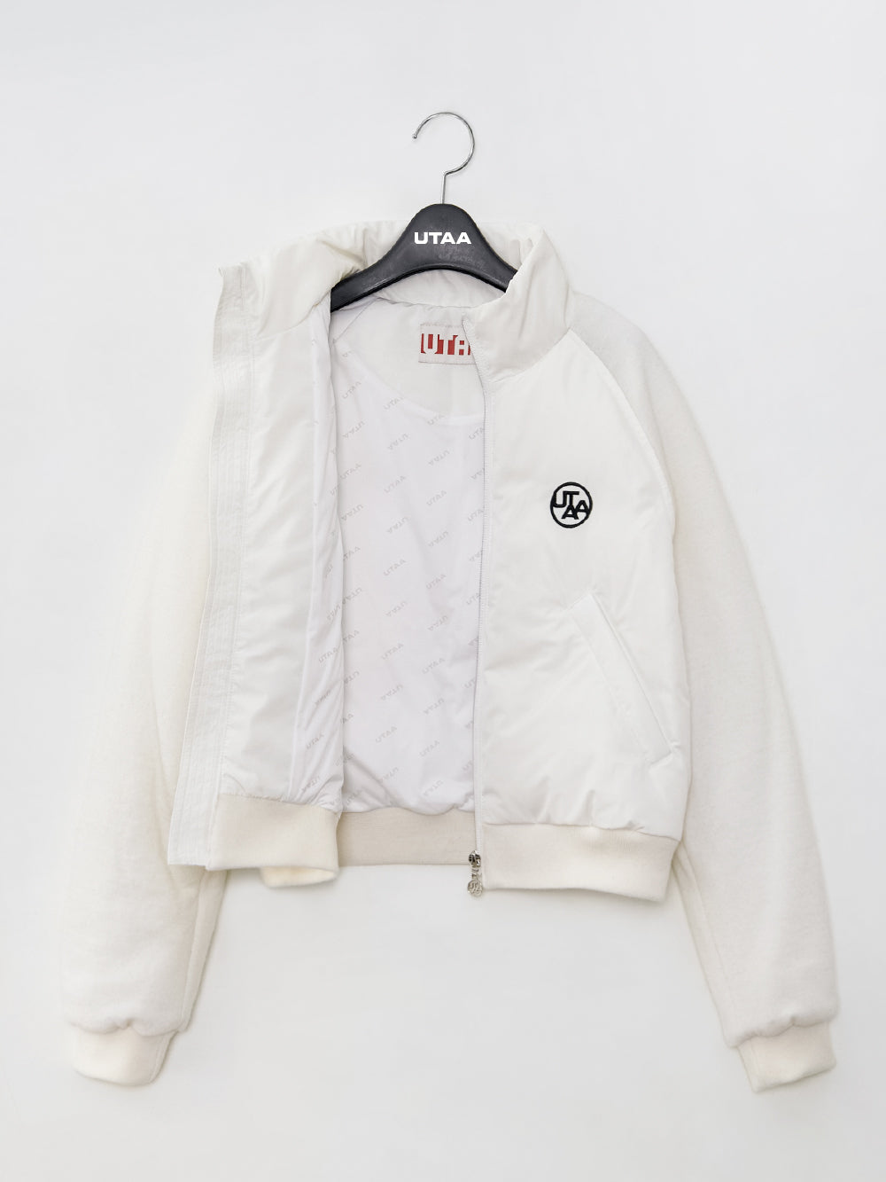 UTAA Raglanニットスリーブミックスダウンジャンパー アイボリー : Women's