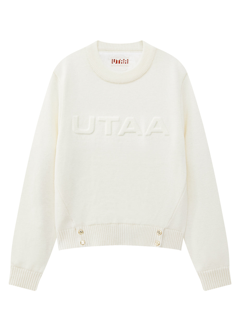 UTAA アイシングカラーエンボスニットプルオーバー (女性用) ホワイト