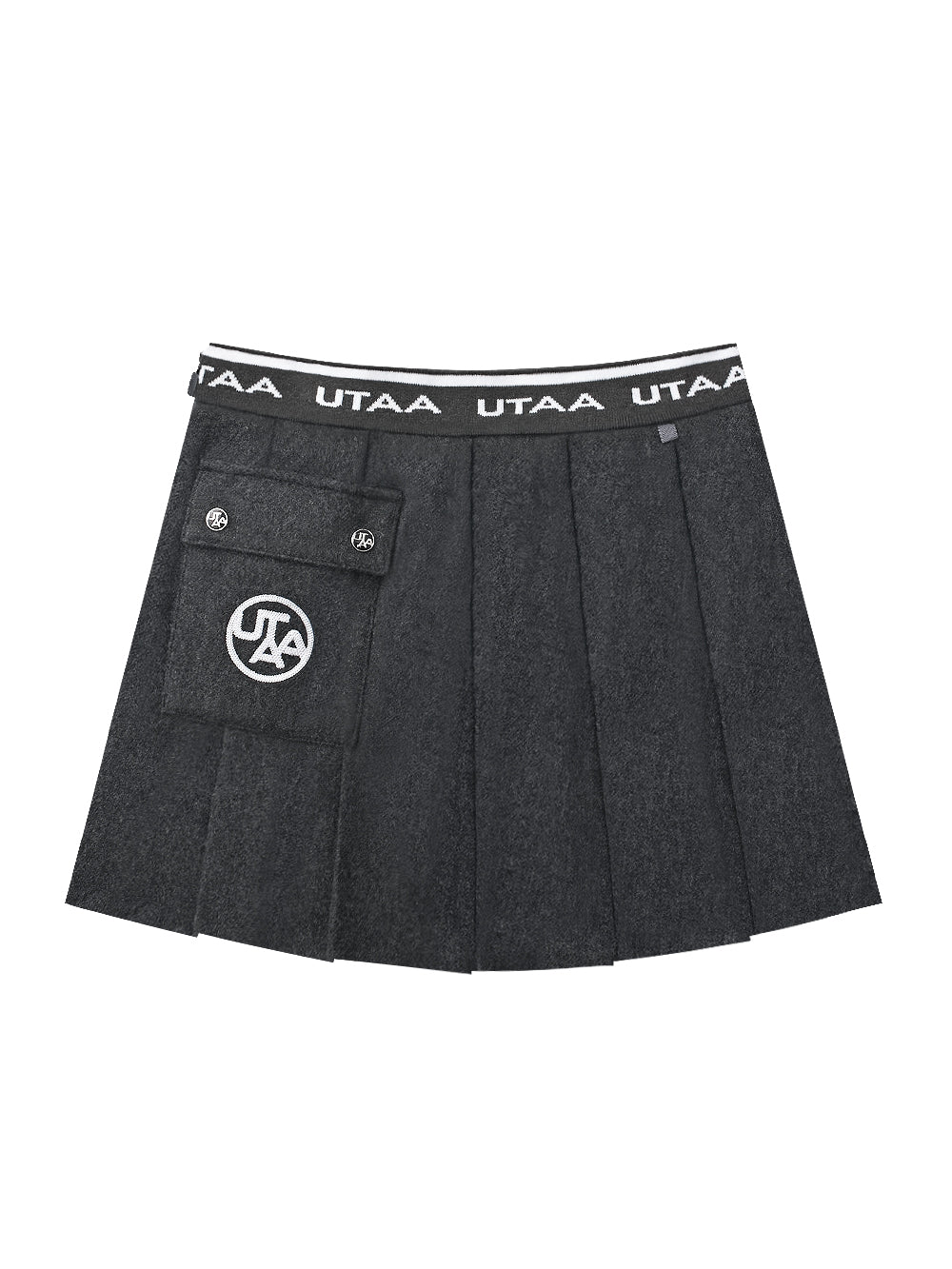 UTAA ロゴダストポケットプリーツスカート メランジグレー : Women's