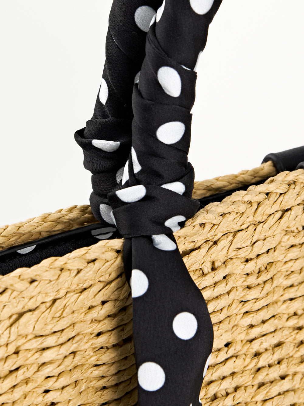UTAA ドルチェクラシックドットScarfRaffiaトートバッグ : Women's