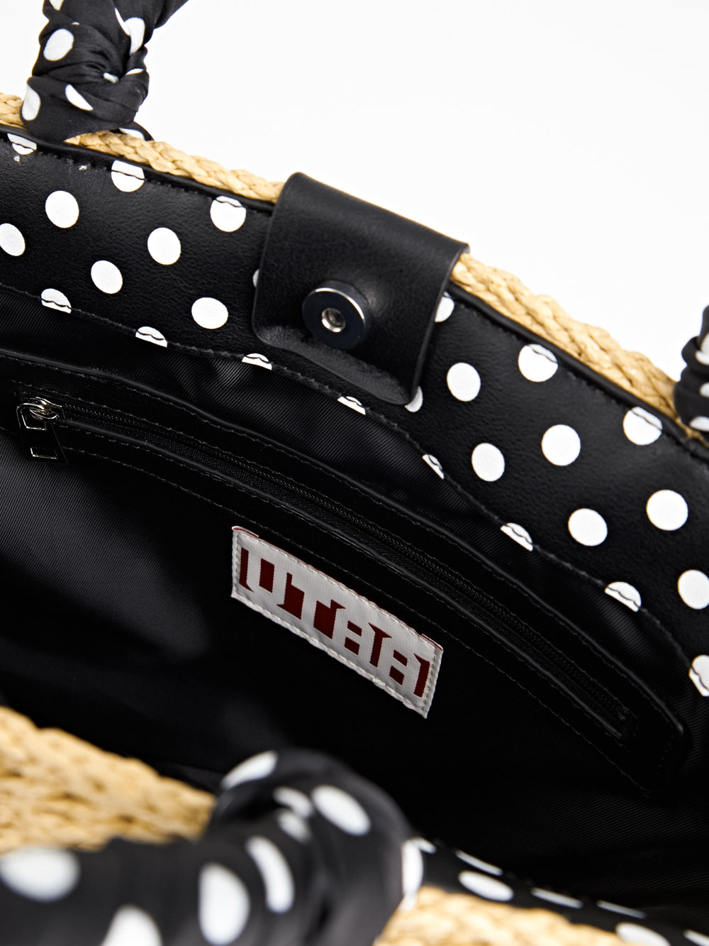 UTAA ドルチェクラシックドットScarfRaffiaトートバッグ : Women's