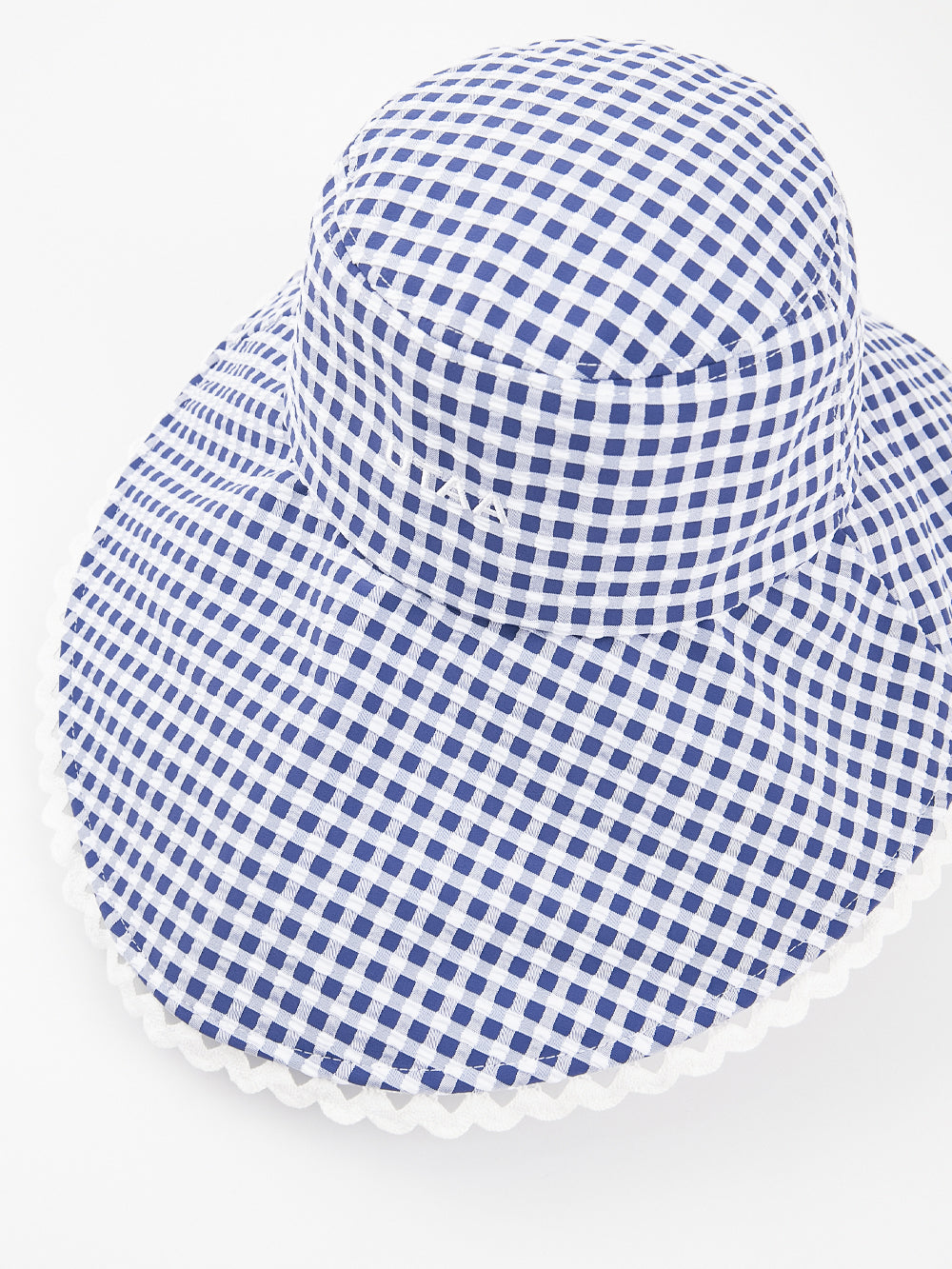 オーシャンチェックフリルレースバケットハット