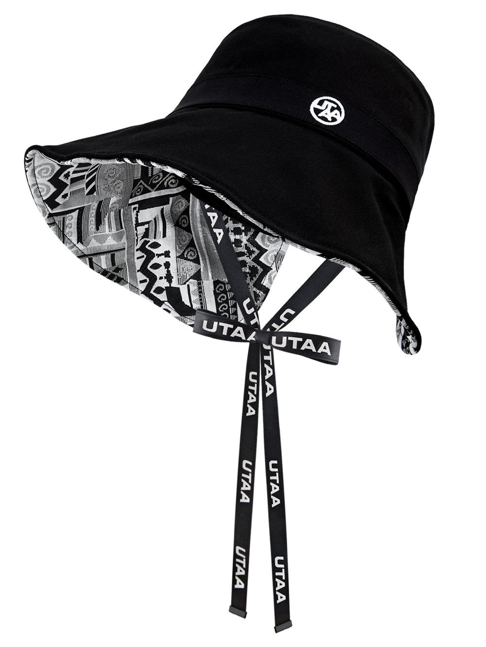 ユタ ブラックフロストシルバーリッシュバックオープンバケットハット:女性用