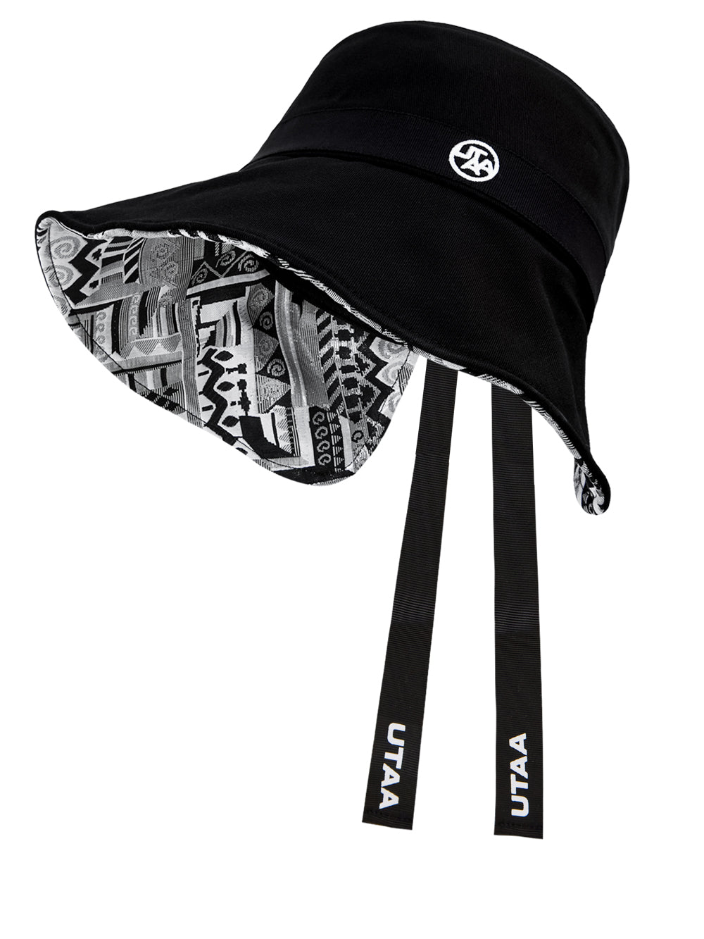 ユタ ブラックフロストシルバーリッシュバックオープンバケットハット:女性用