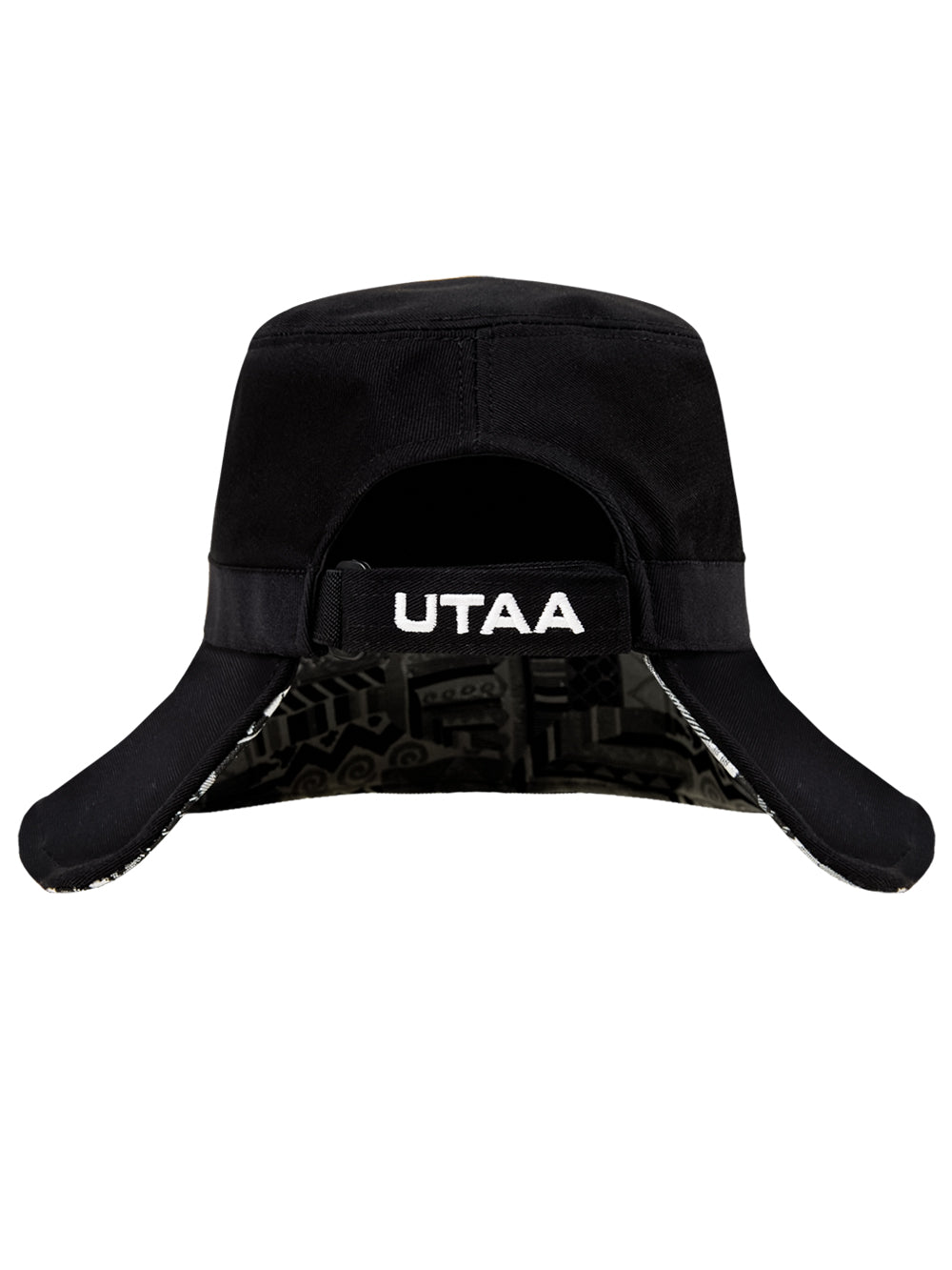 ユタ ブラックフロストシルバーリッシュバックオープンバケットハット:女性用