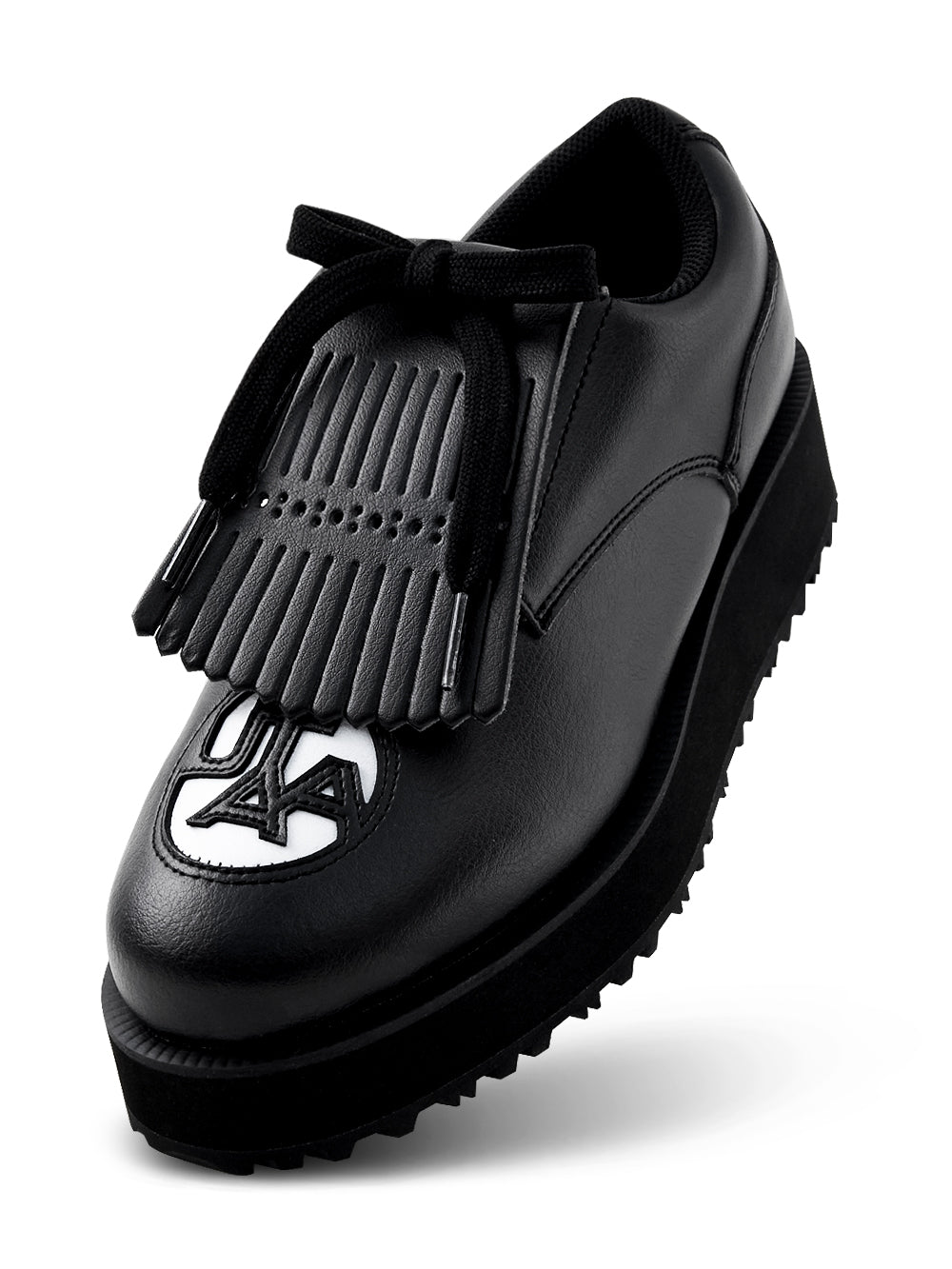 モノエンブレムダービーキルティープラットフォームスニーカー