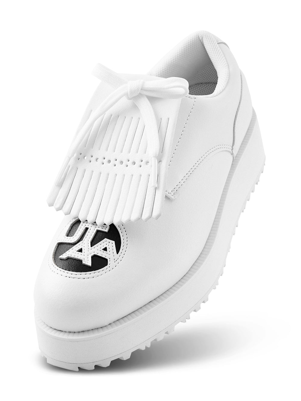 モノエンブレムダービーキルティープラットフォームスニーカー