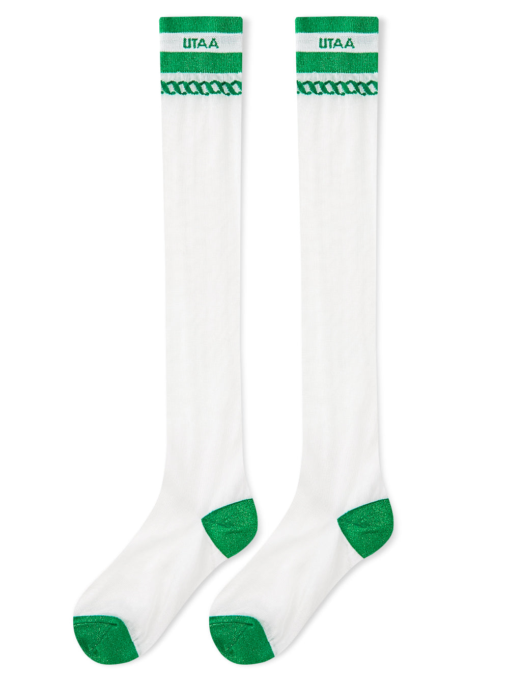 UTAA ScudoGlintロゴメッシュKneeソックス グリーン : Women's