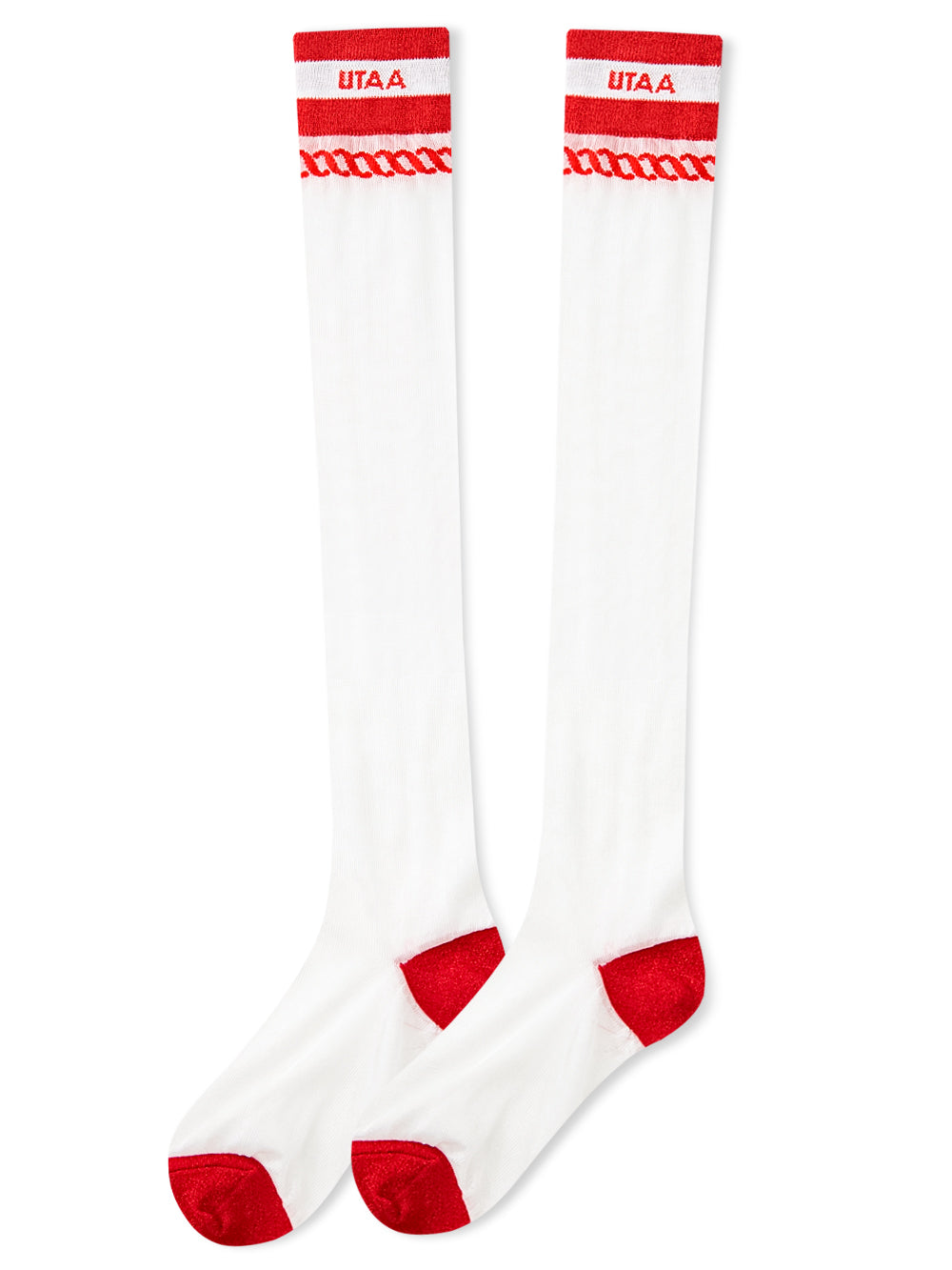 UTAA ScudoGlintロゴメッシュKneeソックス レッド : Women's