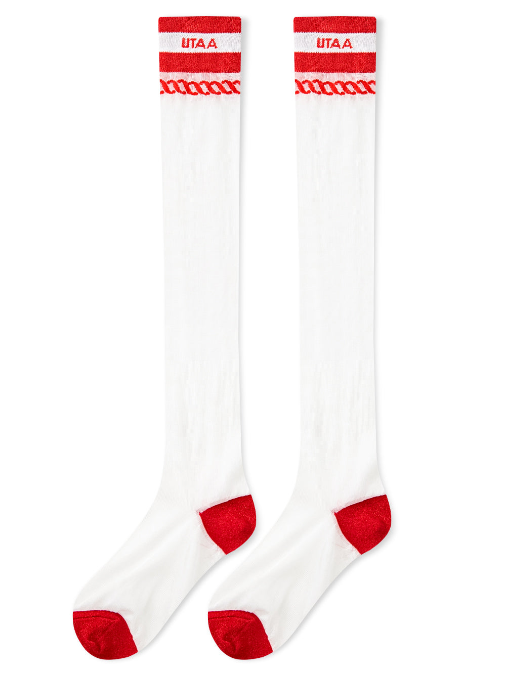 UTAA ScudoGlintロゴメッシュKneeソックス レッド : Women's