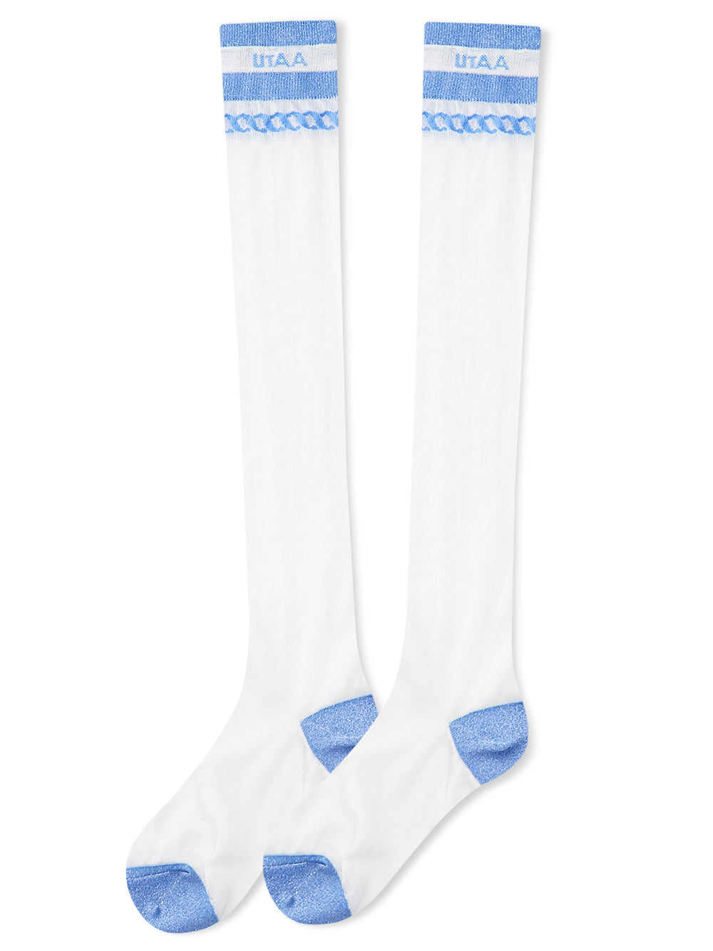 UTAA ScudoGlintロゴメッシュKneeソックス スカイブルー : Women's
