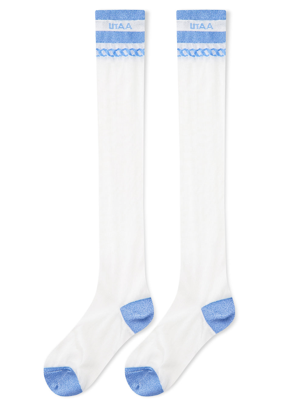 UTAA ScudoGlintロゴメッシュKneeソックス スカイブルー : Women's