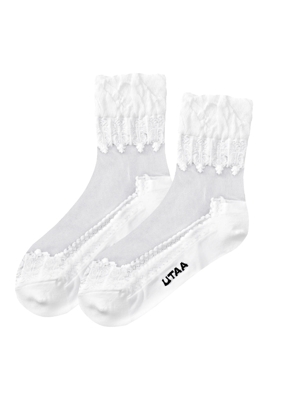 UTAA Wrinkleレースカラーメッシュソックス ホワイト : Women's