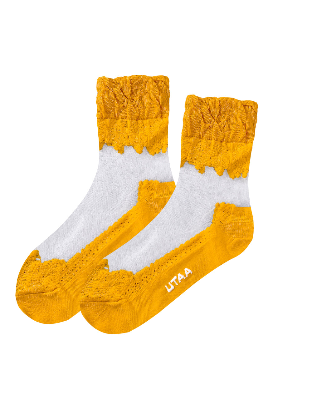 UTAA Wrinkleレースカラーメッシュソックス イエロー : Women's