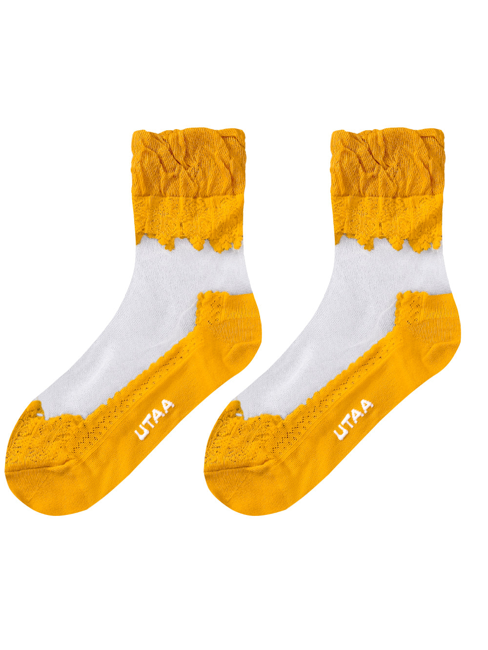 UTAA Wrinkleレースカラーメッシュソックス イエロー : Women's