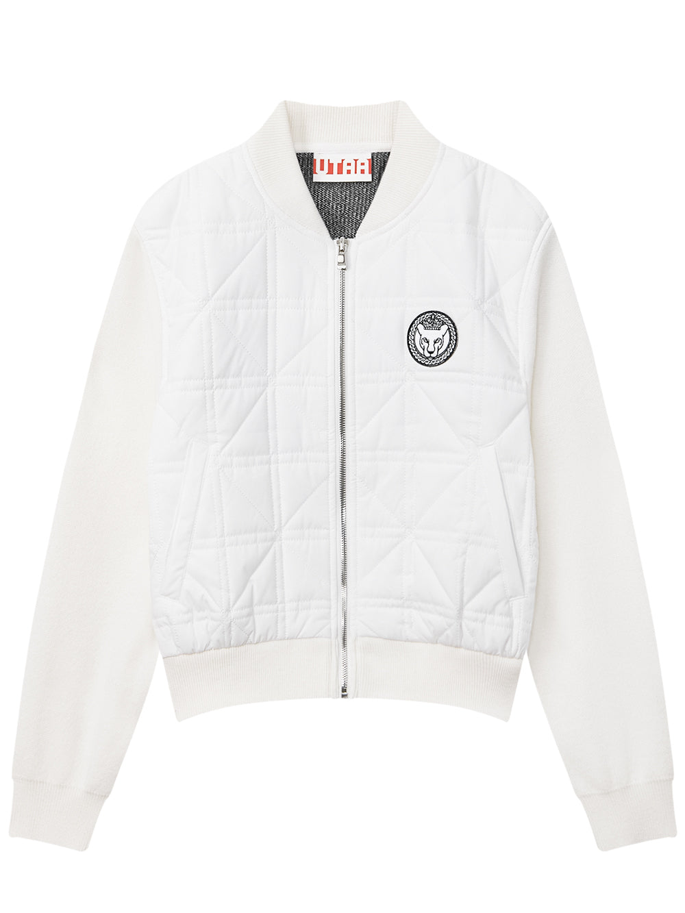 UTAA キルティングStitchニットミックスパディングジャンパー ホワイト : Women's