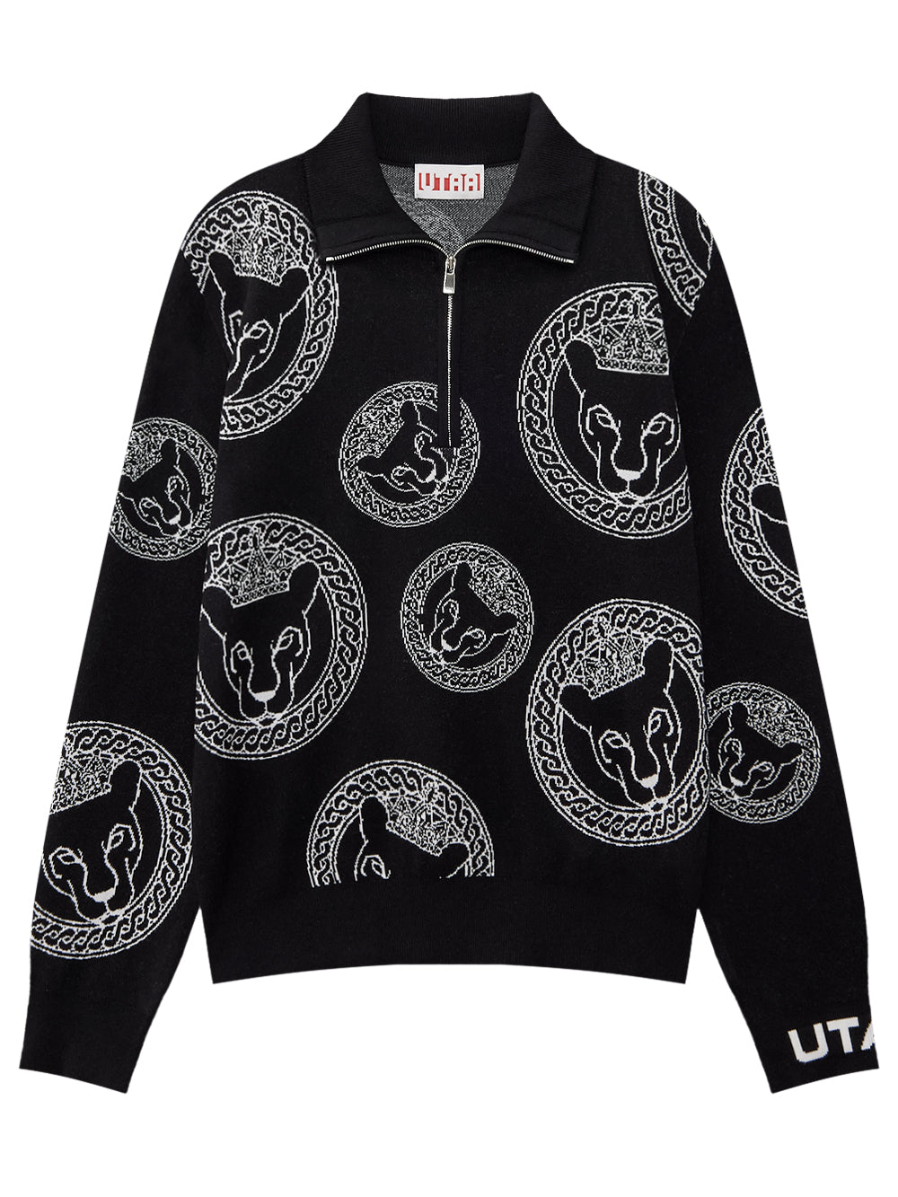 UTAA リングパンサーカラースタンプハーフZip-upニット : men's