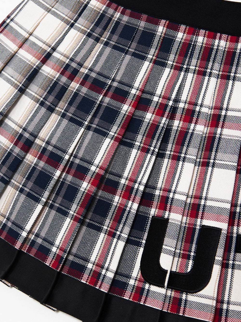 ユタ ブリティッシュインディゴチェックプリーツスカート