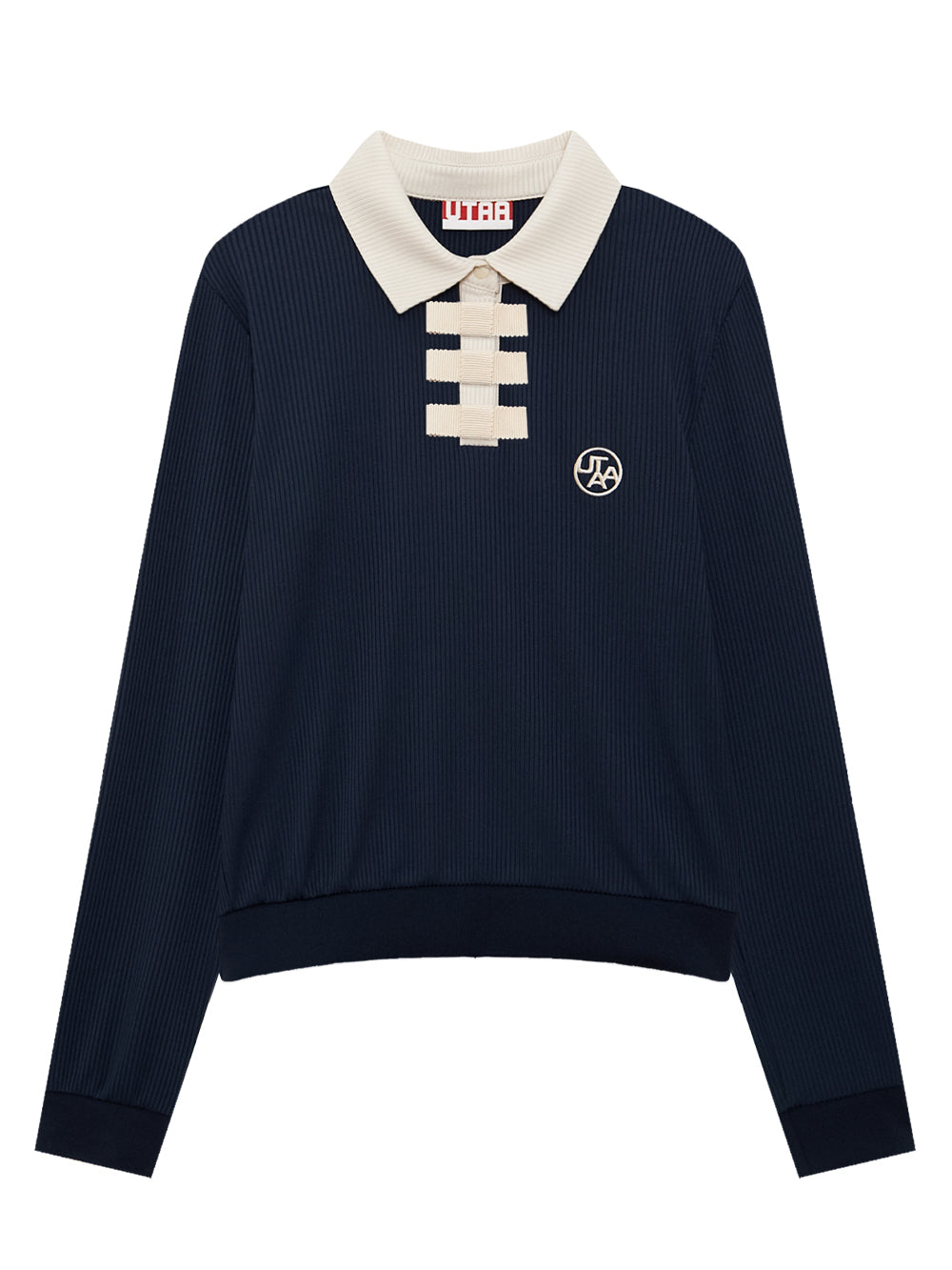 UTAA KashaカラーブロックリボンPKスリーブ ネイビー : Women's