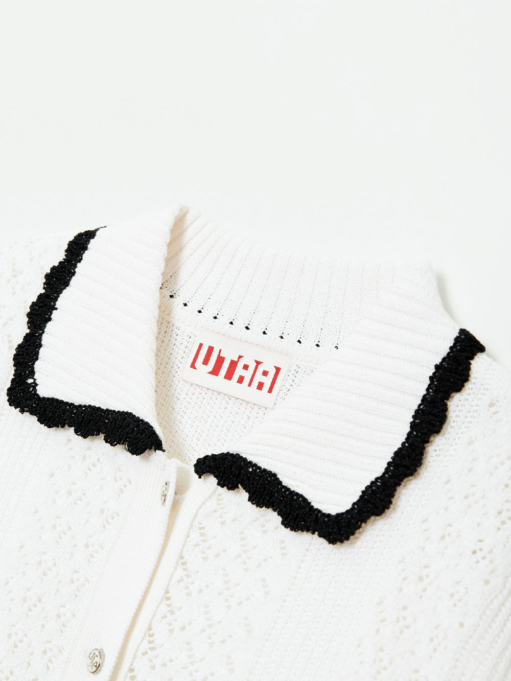 UTAA セーラーレースTrimmingScasiニットカーディガン ホワイト : Women's