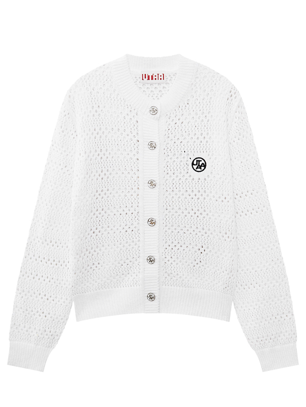 UTAA クロシェパンチングMotifニットカーディガン ホワイト : Women's