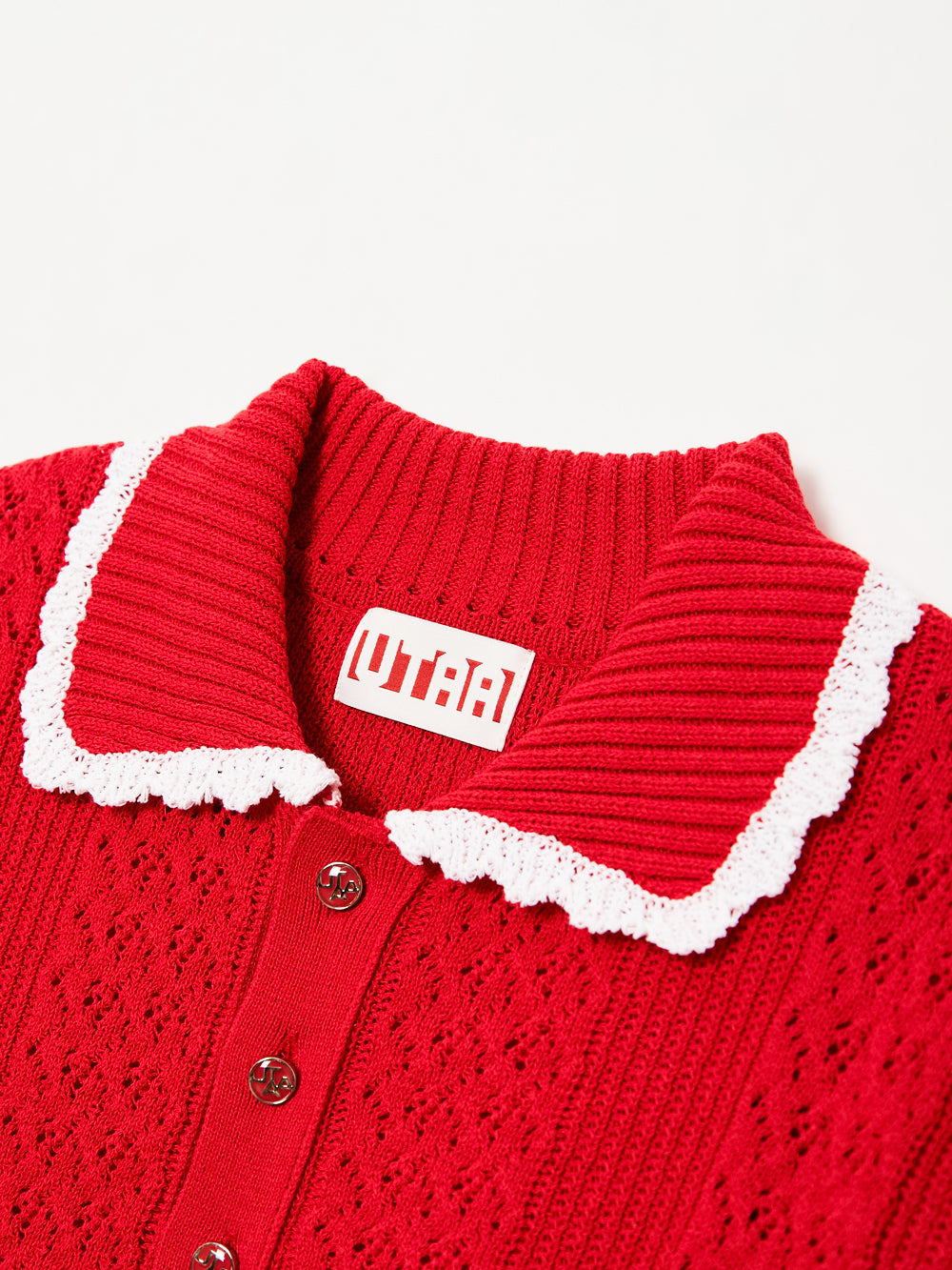 UTAA セーラーレースTrimmingScasiニット レッド : Women's