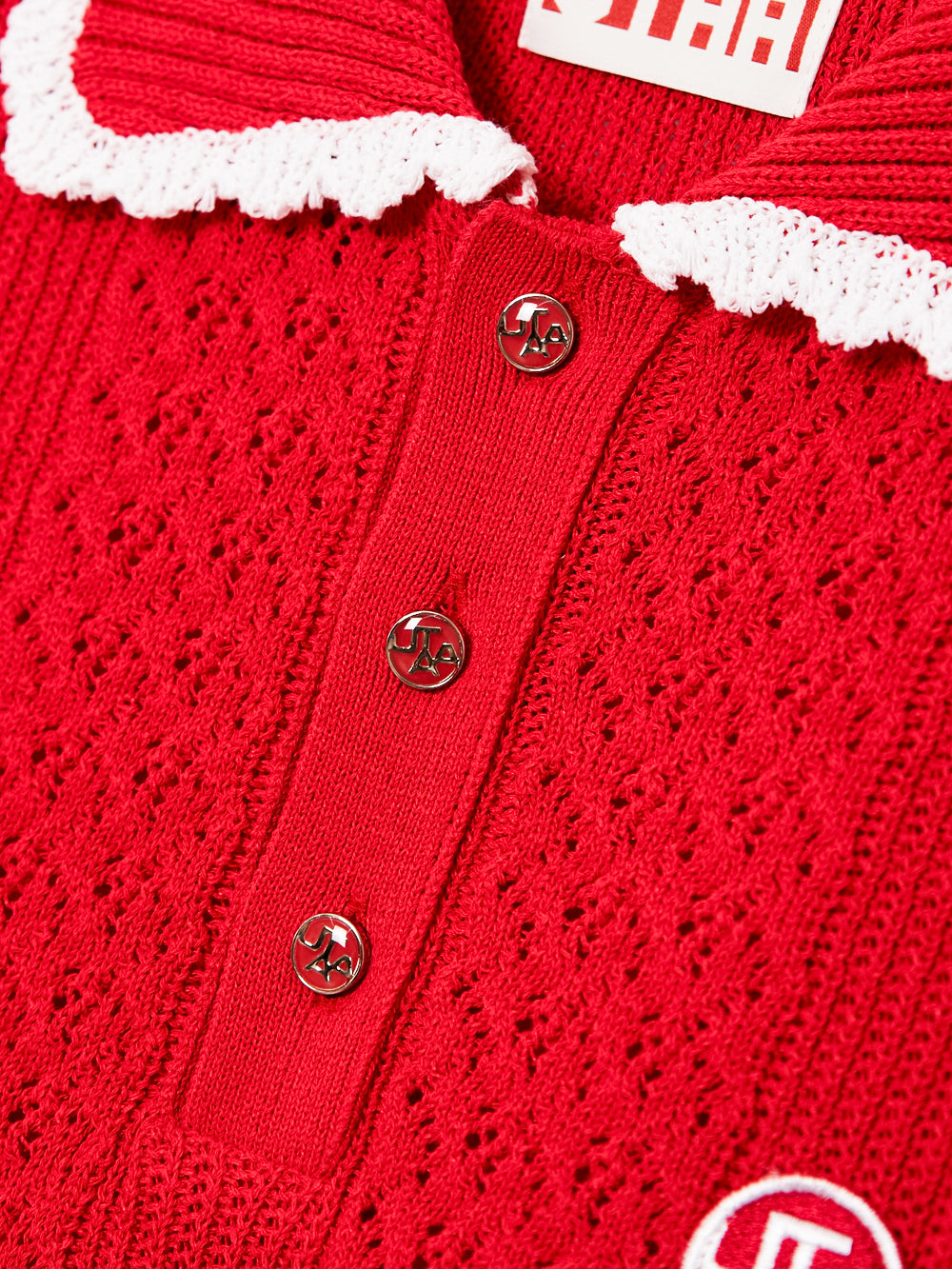UTAA セーラーレースTrimmingScasiニット レッド : Women's