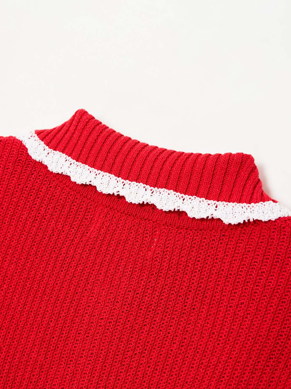 UTAA セーラーレースTrimmingScasiニット レッド : Women's