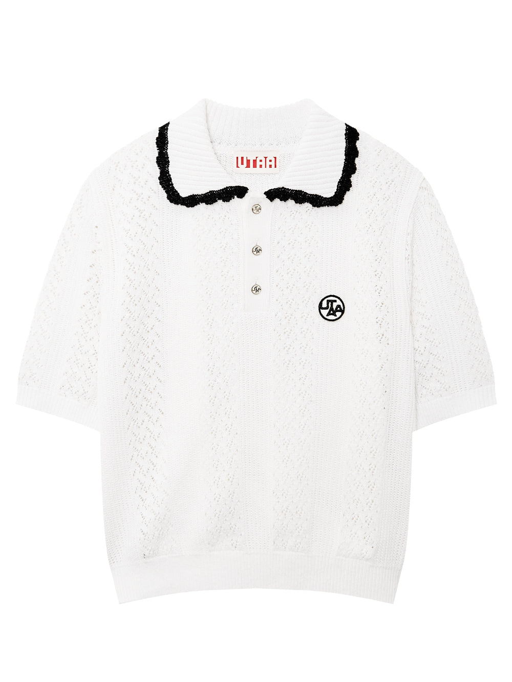 UTAA セーラーレースTrimmingScasiニット ホワイト : Women's