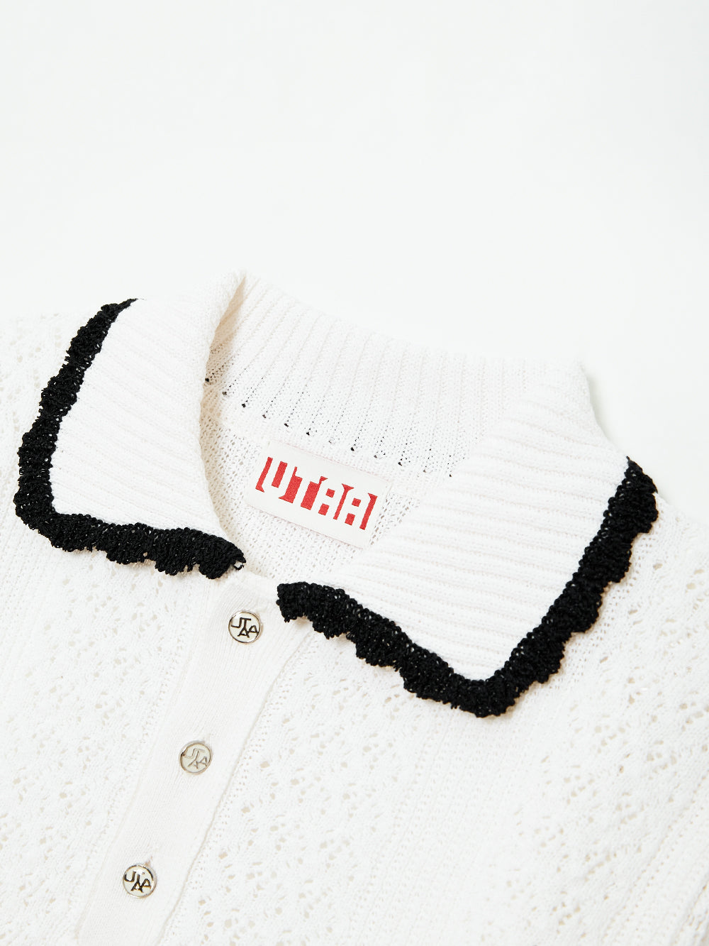 UTAA セーラーレースTrimmingScasiニット ホワイト : Women's