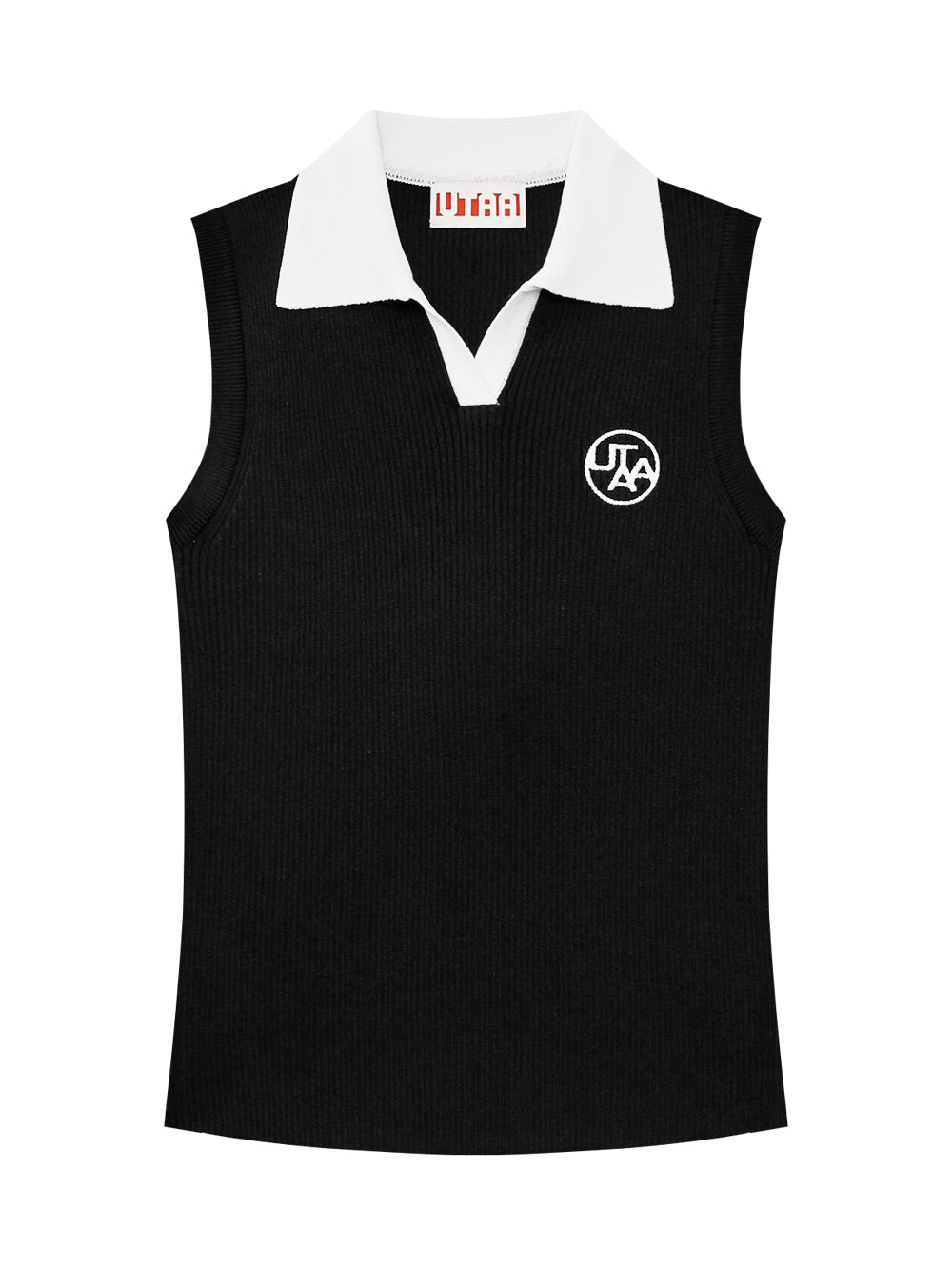 ユタ カレント リブ オープンネック ノースリーブ ニット