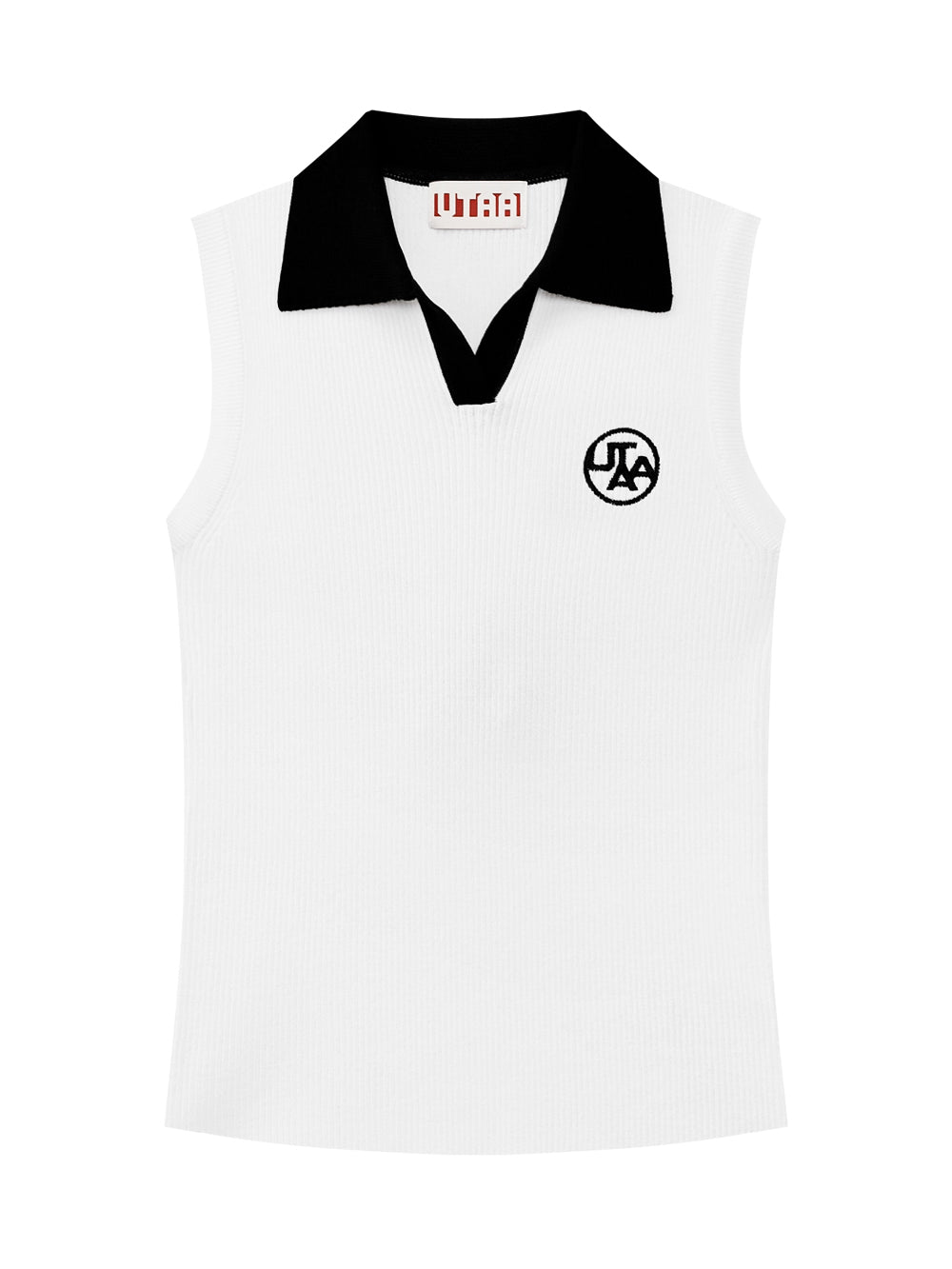 ユタ カレント リブ オープンネック ノースリーブ ニット