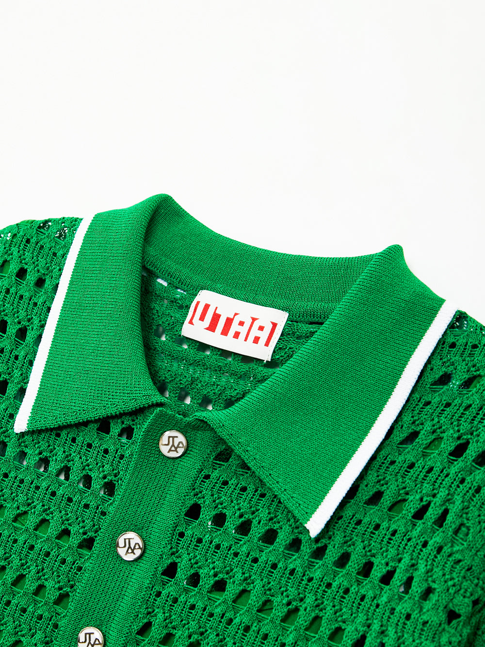 UTAA パンチングScasiBindCollarニット グリーン : Women's