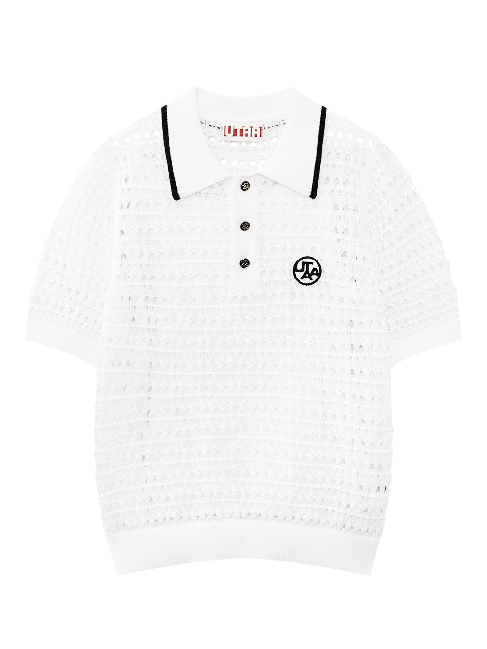 UTAA パンチングScasiBindCollarニット ホワイト : Women's