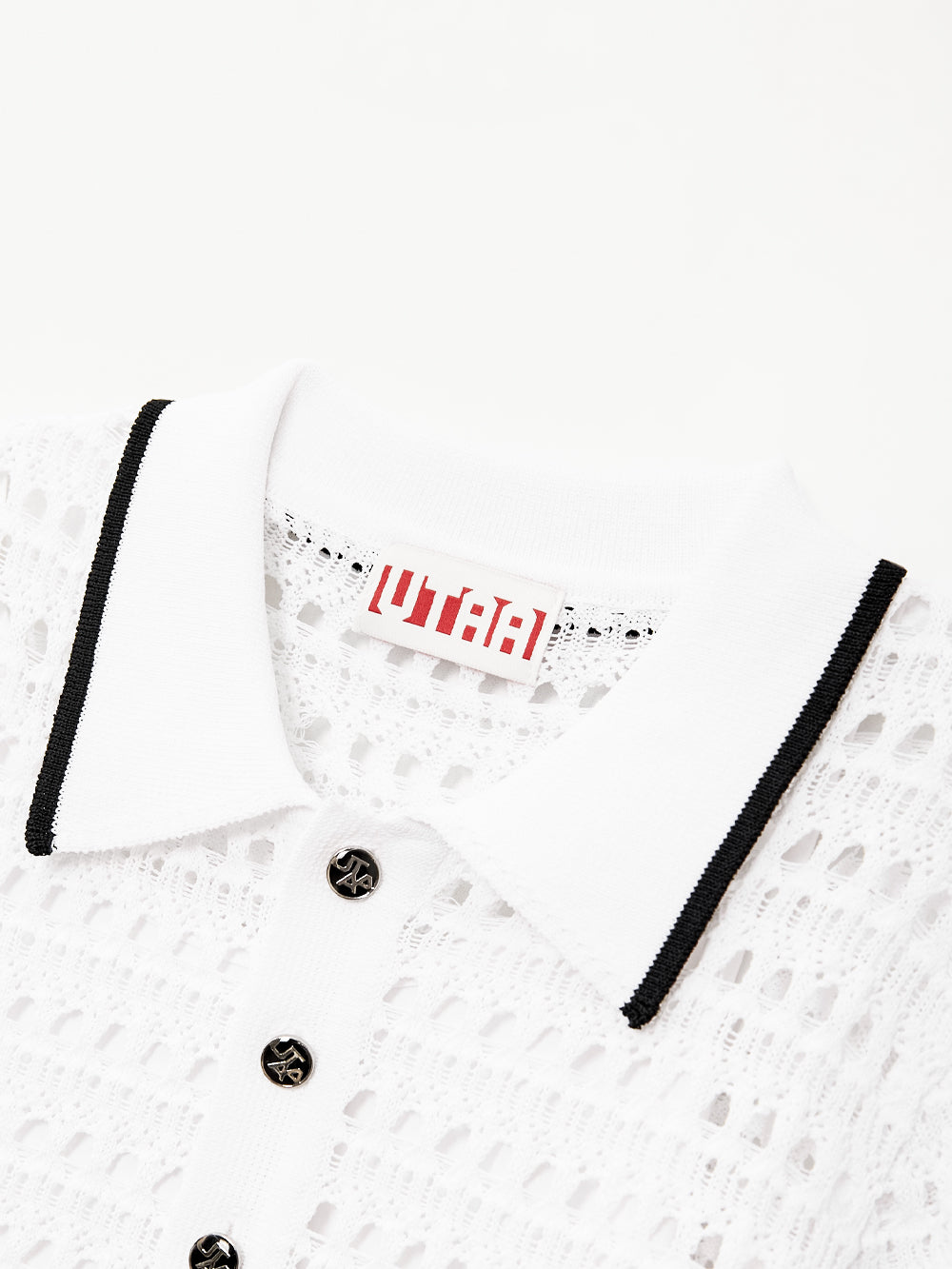 UTAA パンチングScasiBindCollarニット ホワイト : Women's