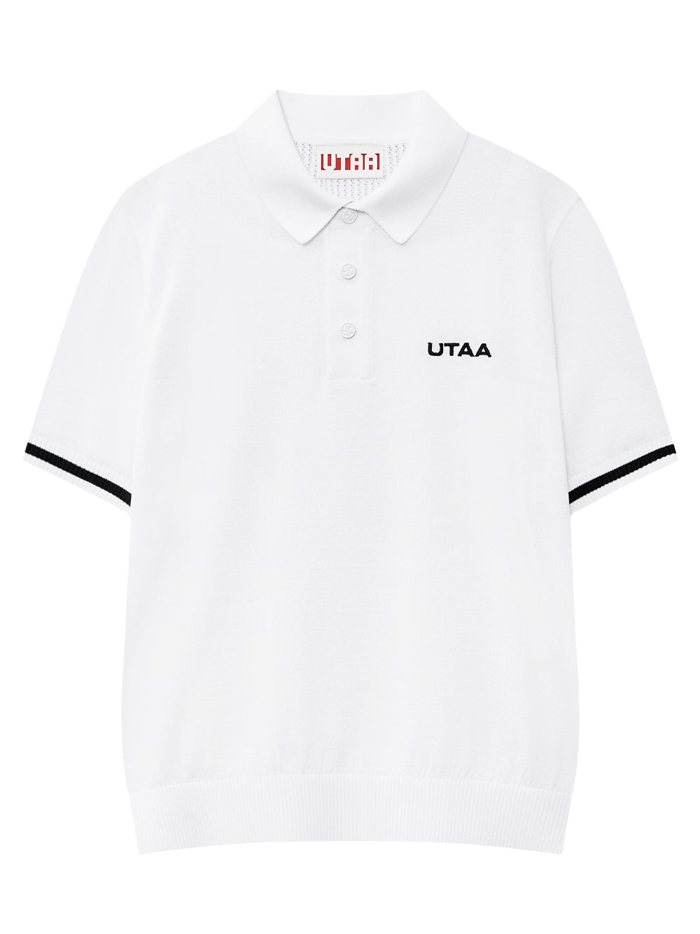 UTAA デュアルラインバックオープンワークPKニット ホワイト : Men's