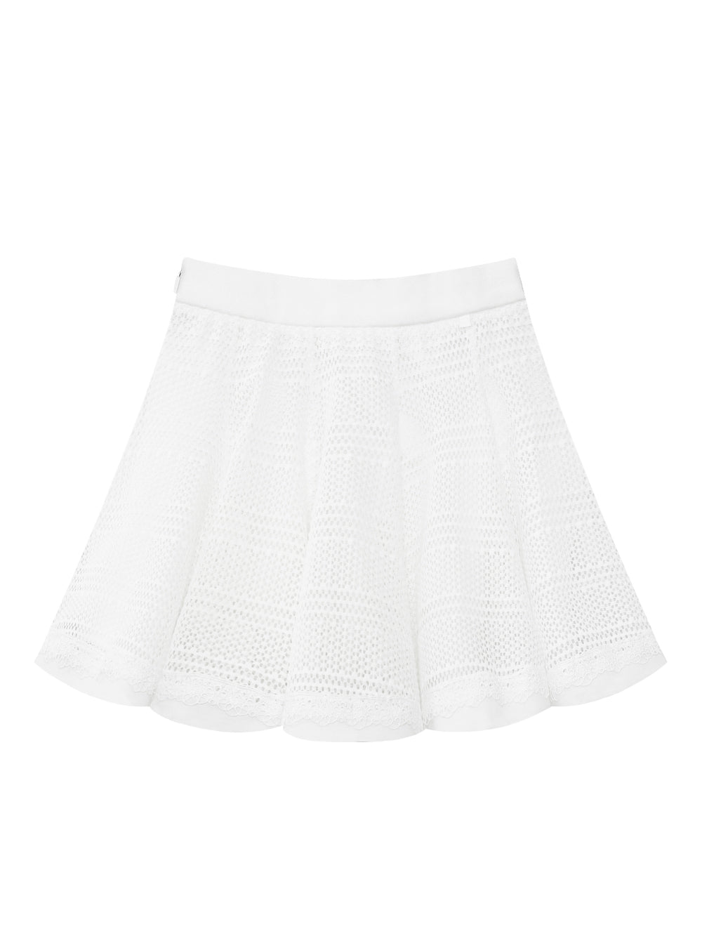 ユタ かぎ針編みパンチングレースフレアスカート