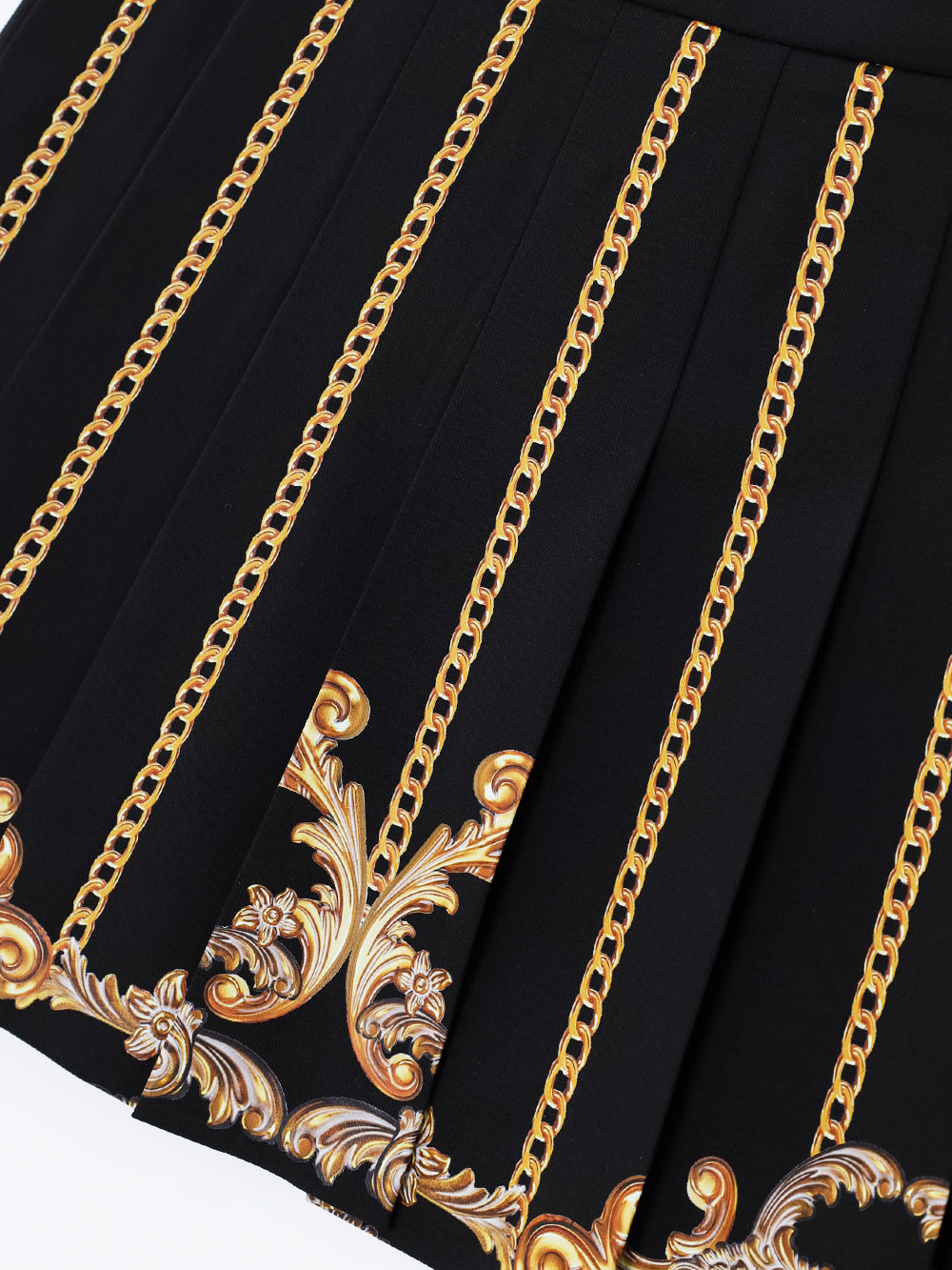 ユタ ゴールド チェーン バロック プリーツ スカート