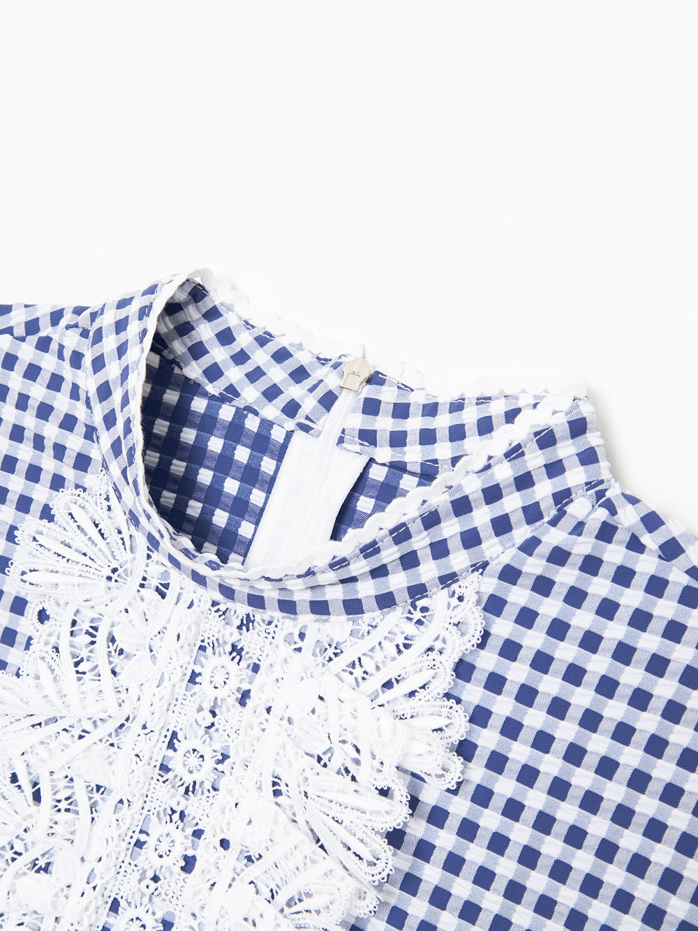 UTAA オーシャンチェックRuffleレースタートルネックシャツ : Women's