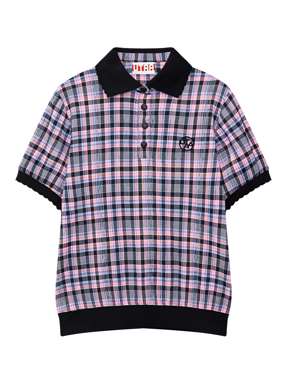 UTAA BlancチェックSheerPKTシャツ : Women's