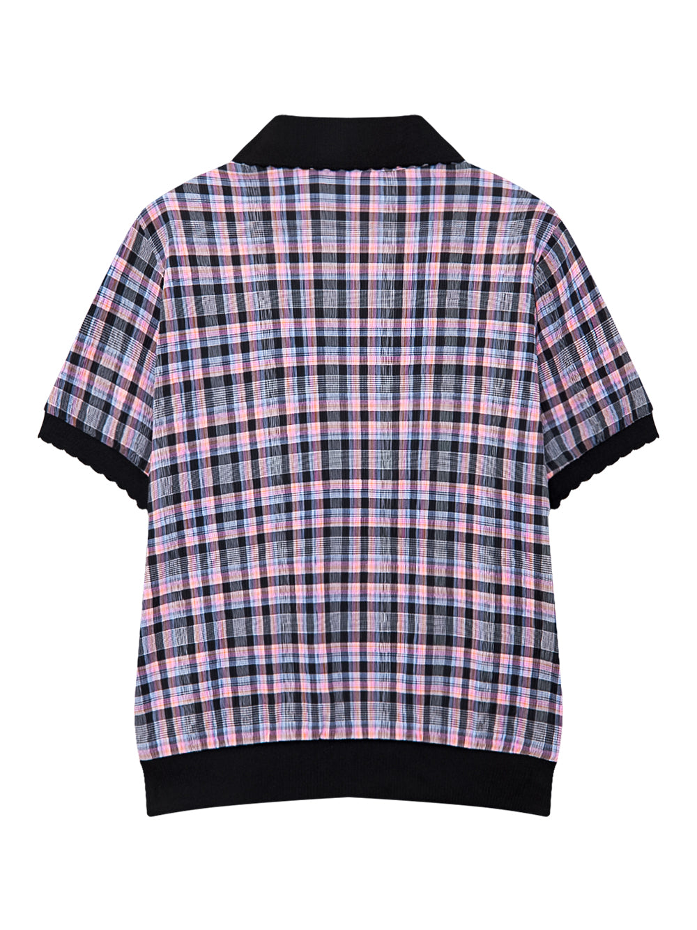 UTAA BlancチェックSheerPKTシャツ : Women's